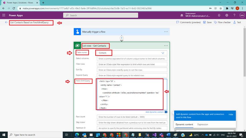 List Contacts Based on FetchXMLQuery in Power Automate